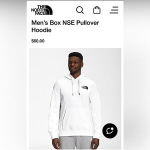 The North Face Men's NSE Pullover Drawstring Hoodie White Black Vinyl Lettering